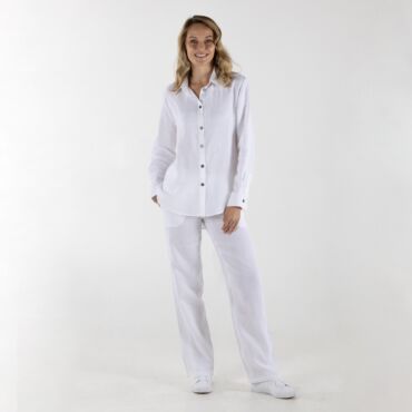Connswater White Linen Loungewear Shirt | The Travelwrap Company